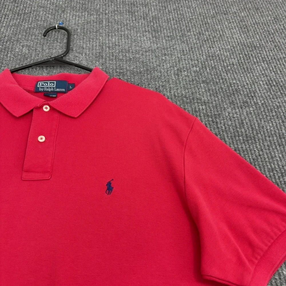 Polo Ralph Lauren Polo Shirt Mens L Red Cotton Short Sleeve Classic Preppy